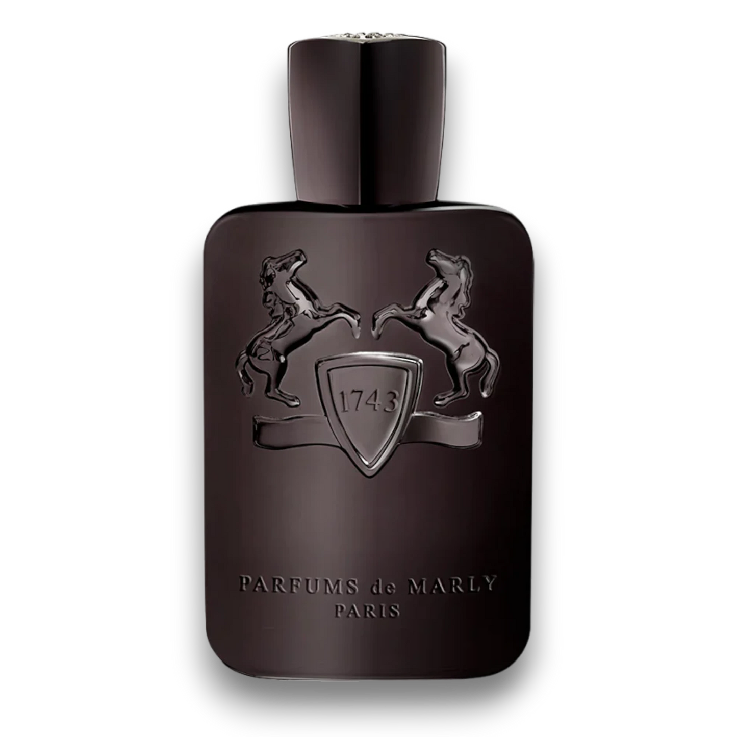 Ένα μαύρο μπουκάλι αρώματος του οίκου Parfums de Marly