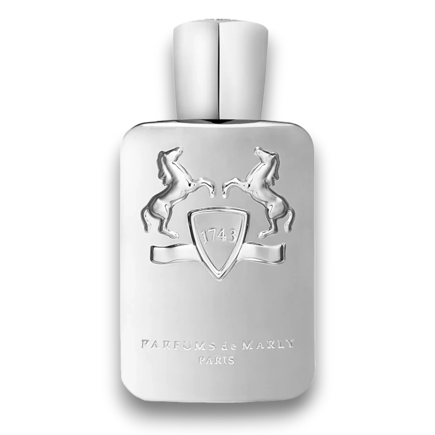 Ένα ασημί μπουκάλι αρώματος του οίκου Parfums de Marly